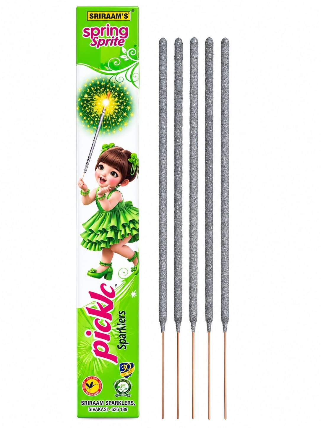 30 Cm Green Sparklers (5 Pcs)